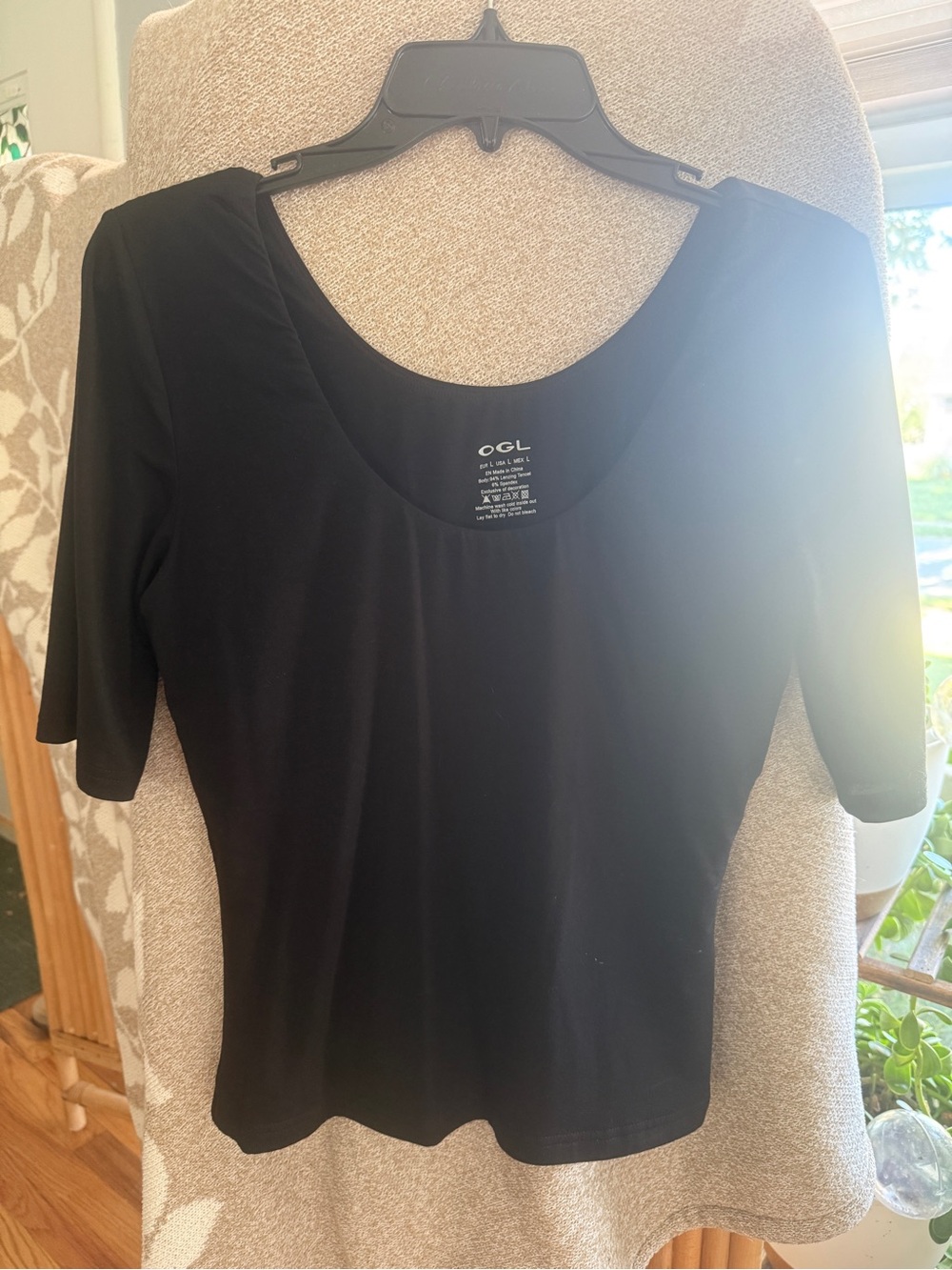OGL Black Scoop Neck Short Sleeve Women's Top